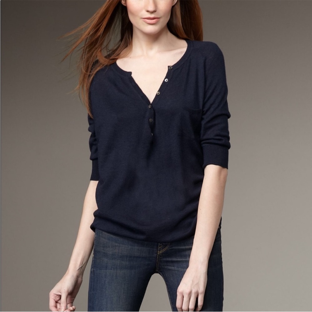 Vince Cowl Neck‎ Henley Sweater in Gray J24
